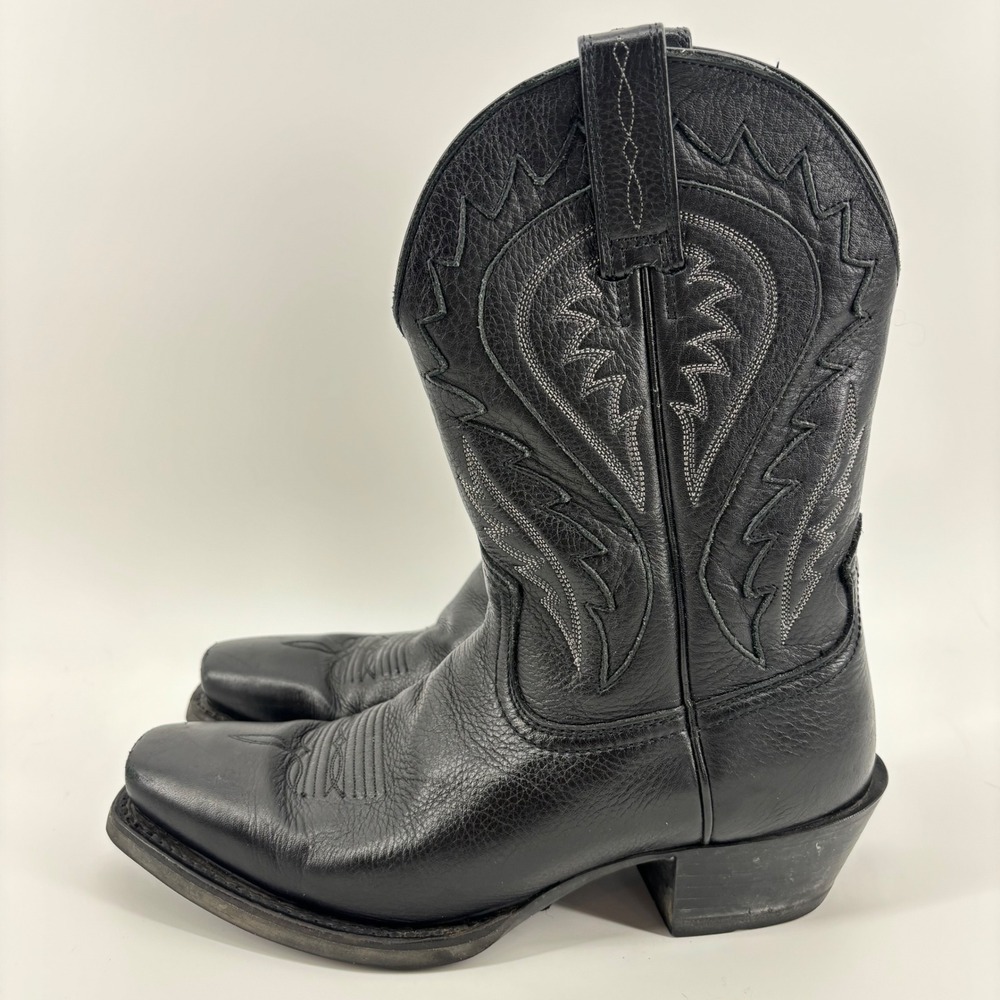 Ariat Heritage Western Black Leather Square Toe Boots Mens 8.5 D 10010938